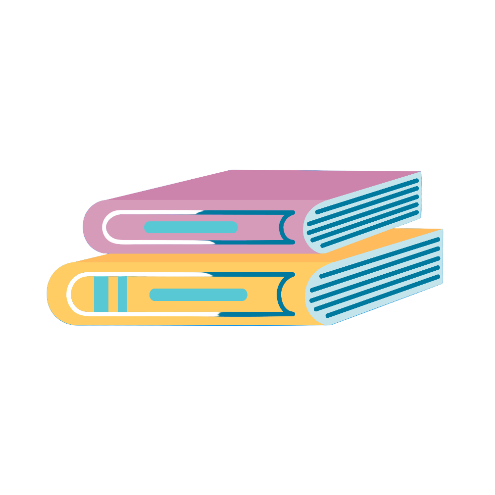 Two books stacked on top of each other with a blue background