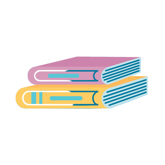 Two books stacked on top of each other with a blue background